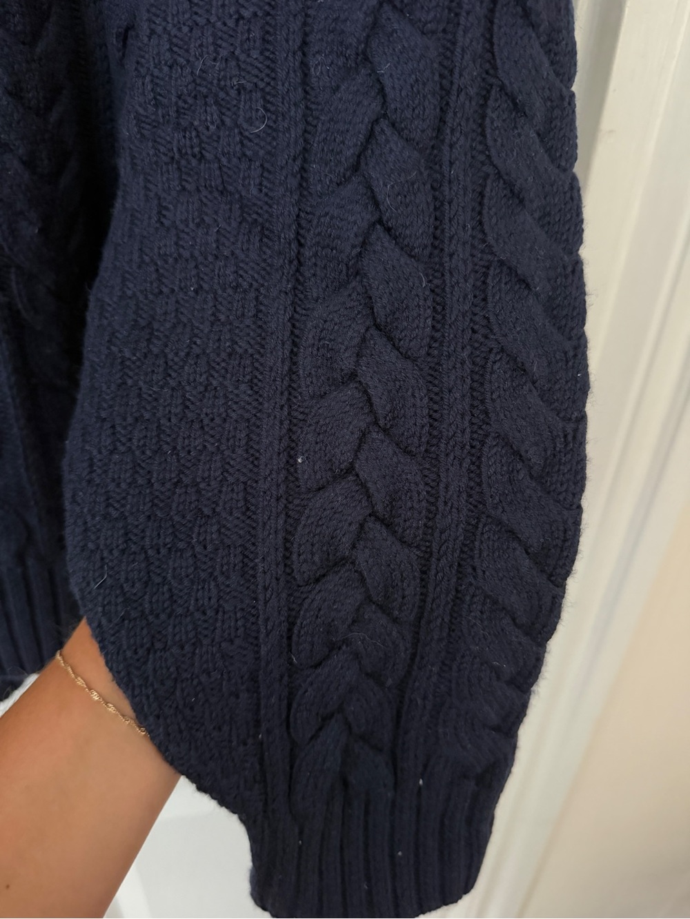 Aritzia Navy Cable Knit Navy Crewneck Sweater - Picture 2 of 6